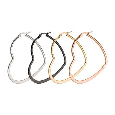 China Single Hoop Earring Heart Shape Stainless Steel Hoop Earrings With 2mm Wire for sale