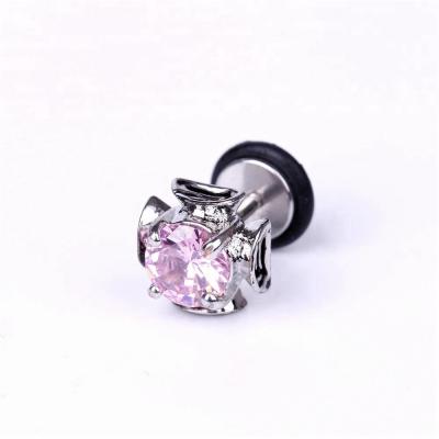 China New Design Stud Earrings Surgical Steel Piercing Stud Earrings With Purple Zircon for sale