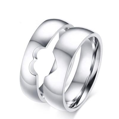 China Simple Heart Titanium Steel Lovers Ring Love Style High Quality Ring for sale