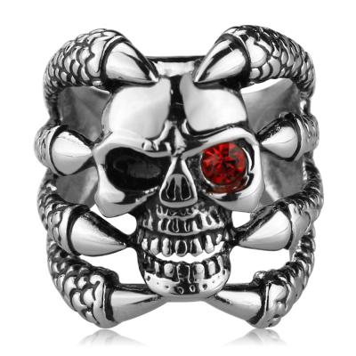 China New Vintage Skull Ring Male Factory Sale Titanium Skull Ring for sale