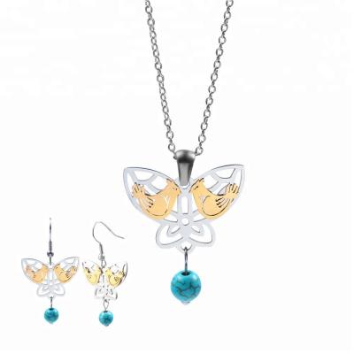 China High Quality Earring And Necklace Set Gold Plated Stainless Steel Jewelry Set for sale