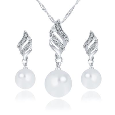 China Jewelry Set Wedding Necklace And Earrings Jewelry Sets Silver Plated Bridal Jewelry Set for sale