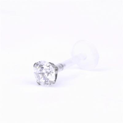 China New Arrivals Body Jewelry Bioplast Bar Zircon Lip Piercing Rings for sale