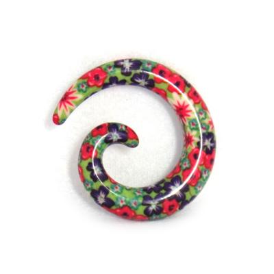 China Hot Printed Acrylic Ear Spiral Taper Hot Style Spiral Ear Plugs Piercing Body Jewelry Maker for sale