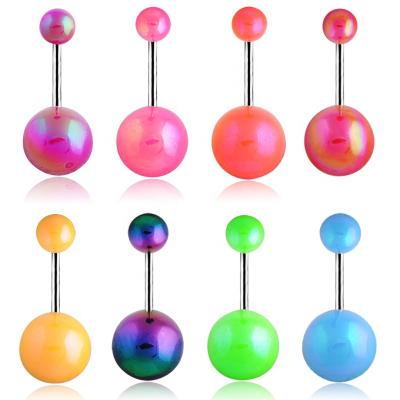 China FASHIONABLE UV Acrylic Bead Navel Colorful Surgical Steel Belly Button Ring for sale