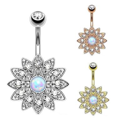 China FASHIONABLE New Design Flower Opal Crystal Navel Ring for sale