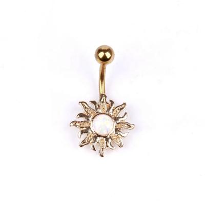 China FASHIONABLE Elegant Opal Navel Body Jewelry Gold 316 Stainless Steel Piercing Ring for sale