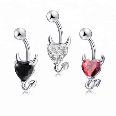 China Belly Ring Stainless Steel Heart CZ Devil Design Belly Ring for sale