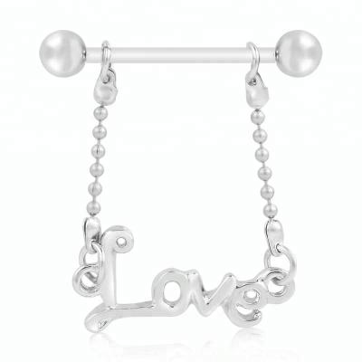 China FASHIONABLE Love Letter Dangle Slave Nipple Ring for sale