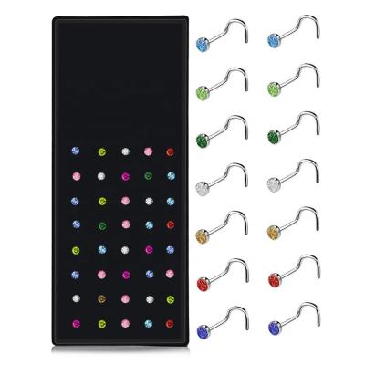 China Nose Studs Jewelry Making CZ Body Studde Stone 40pcs Senior Designer Nose Rings Case Studs for sale