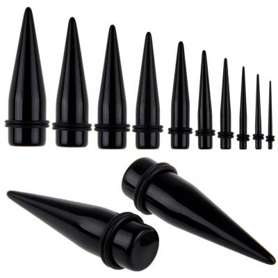 China Black Punk Acrylic Ear Taper Stretching Piercing Jewelry for sale