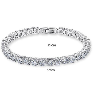 China Hiphop Blues RTS 925 Moissanite Tennis Round 3mm Sterling Silver Bracelet For Women Lady Jewelry for sale