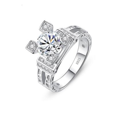 China Classic Silver Hiphop S925 Blues RTS Jewelry Eiffel Tower Design Moissanite Ring Mens for sale