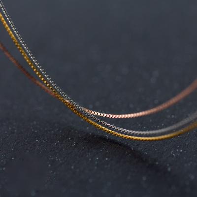 China High Quality Environmental Friendly Blue RTS Colors 0.6mm Box 3 S925 Sterling Silver Necklace For Women Jewelry for sale