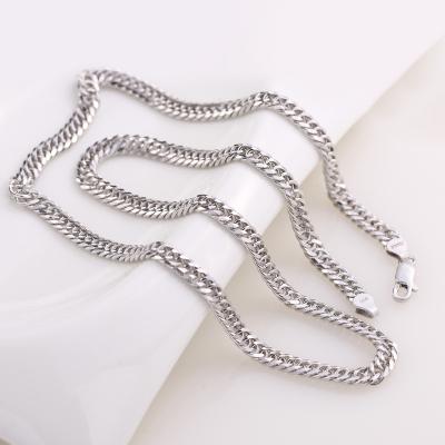 China High Quality Environmental Friendly Blue RTS Link S925 Sterling Silver Cuban Necklace 4mm 5mm 6mm For Women Men Jewelry for sale