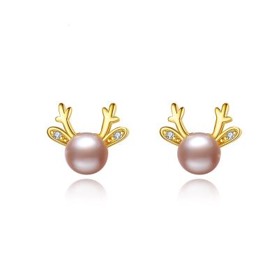 China Wholesale Fashion Hiphop Blues RTS S925 Sterling Silver Antlers Stud Earrings For Women Lady Jewelry for sale