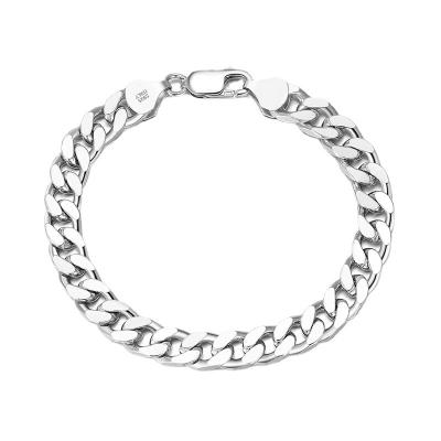 China Hot Sale Environmentally Friendly Blue RTS 3mm 5mm 7mm S925 Sterling Silver Cuban Chain Bracelet For Women Men Jewelry for sale