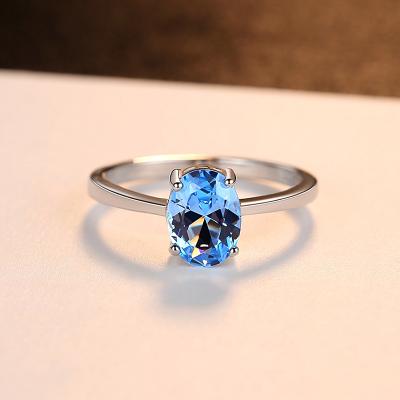 China FASHION Blues Wholesale Gemstone Blue Topaz Ring For Men Women Sterling Silver 925 Korean Fashion for sale