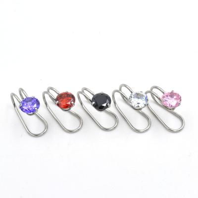 China Hiphop Blues OEM Order Simple Design Jewelry Stainless Steel Zircon Non Pierced Clips for sale