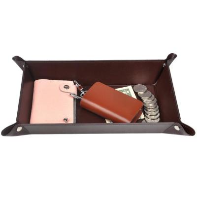 China Fashion Design Hotel Serving Unique Leather Serving Tray Coin Leather Valet Tray for sale