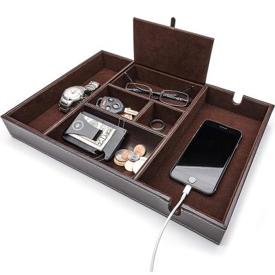 China Factory Viable Faux Leather Shenzhen Desk Organizer Tray Storage Tray Box for sale