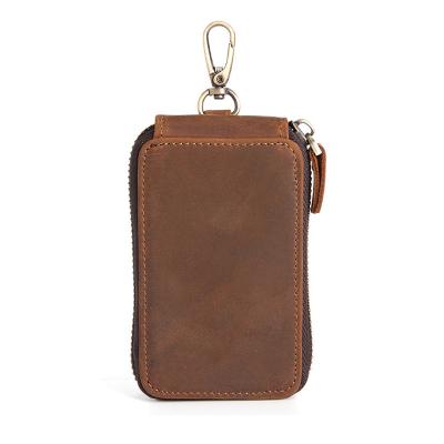 China Fashion Good Quality Brown Vintage 6 Ring Key Holder Genuine Leather Car Key Pouch Waterproof for sale