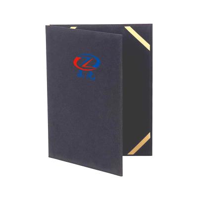 China Office PU Leather A4 Size Certificate Holder Graduation Certificate Cover with 8 Ribbon Corners Inside for sale