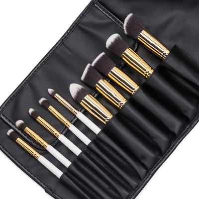 China Fashion Factory Direct Selling PU Makeup Brush Roll Bag Black Leather Women Travel Cosmetic Bag for sale