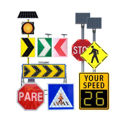 China Road Construction Site Custom PEEL STOP Arrow Electronic Solar Radar Led Speed ​​Limit Detective Road Signs Traffic Warning Signs Board Electric Price for sale