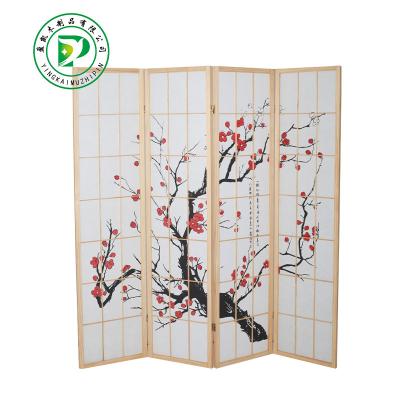 China New Classic/Postmodern Black Plum Blossom Japanese Room Divider Folding Screen for sale