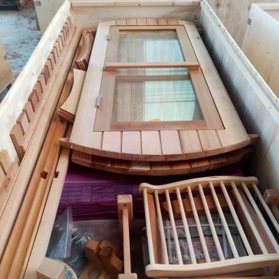 China 2 or 3 Person Barrel Sauna Room 2021 Traditional Traditional Wooden Outdoor Popular Hemlock / Red Cedar Sauna Room 1800*1800 mm for sale