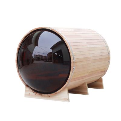 China Modern Hot Sale 1800*2400 Mm 4-6 Person Wooden Sauna Room / Canadian Hemlock / Red Cedar Barrel Sauna Room Outdoor Sauna With Porch for sale