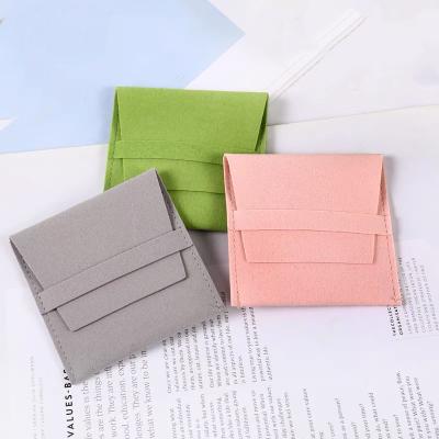 China Who respects the environment; Recyclable; Reusable Comfortable Custom Pink Multi Color Feeling Mini Envelope Pouch Folding Jewelry Bag Packaging With Logo for sale