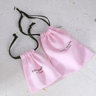 China Who respects the environment; Recyclable; Wholesale Reusable Pink Group Reusable Jewelry Necklaces Bracelet Earrings Gift Pouch Drawstring Cotton Canvas Cotton Bag Custom Package With Rope for sale