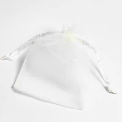 China Who respects the environment; Recyclable Ready To Ship Small Packaging Cheap Cosmetic Retail Gift Candy Price Organza White Drawstring Bag With Logo Print for sale