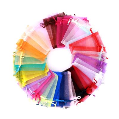 China Who respects the environment; Recyclable Colorful Pouches for Wedding Organza Bags Silk Jewelry Custom Logo Printed Large Drawstring 4x6 Rose and Silver Mesh Wholesale for sale