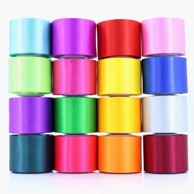 China Luster Factory Customized Logo Gift Wrapping Craft Colorful Satin Mexican Designer Handbag Ribbon Spool Orange Christmas for sale