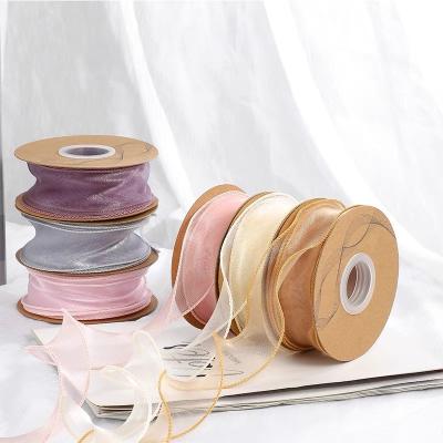 China Luster Hair Decoration Bow Trim Sublimation Chiffon Costom Ribbon Organza Nylon Transparent Plain Printing Printing and Gift for sale