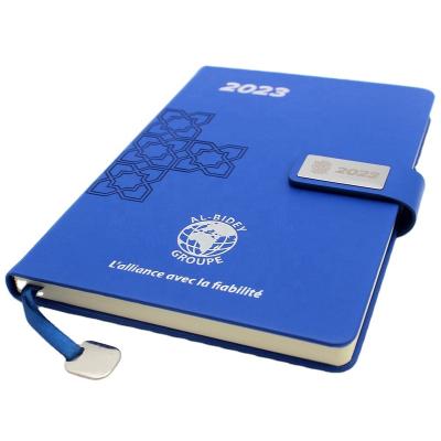 China Printed Metal Loop Plate Business Weekly Planner Notebook with Book Marker for Company Gifts for sale