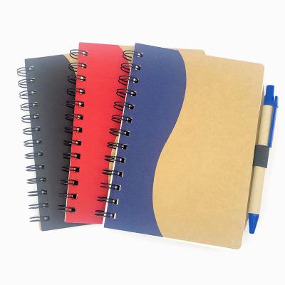 China Hardcover High Quality Recycle Color School Use Paper Hardcover Customized Spiral Notebook with Pen for sale