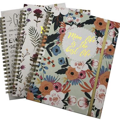 China Hardcover High Quality Recycle Color School Use Paper Hardcover Customized Spiral Notebook with Elastic Band for sale