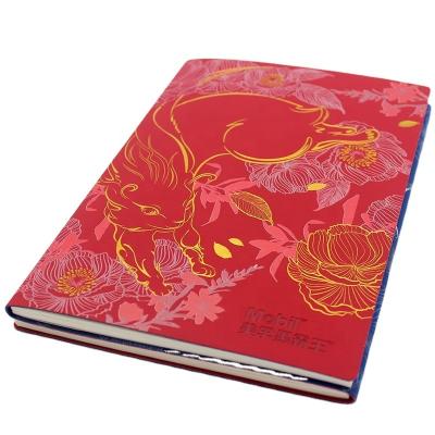 China Double Layer Planner Wholesale PU Folded Hardcover Business Leather Softcover Notebook With Fashion Design for sale