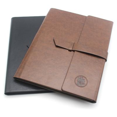 China High Quality Easy Writing Customized Leather A4 Manager Folder High Grade Business Officer Notebook With PU Insert And Pocket for sale