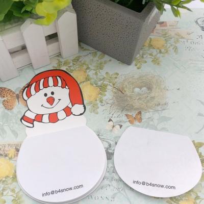 China Self Adhesive Christmas Festival Customized Size Cute Kids Snowman Shape Memo Pad For Gift for sale