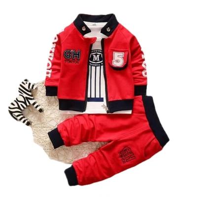 China Sports wear New Spring and autumn boys set fashion casual long-sleeved three-piece set for boys baby number 5 set for sale