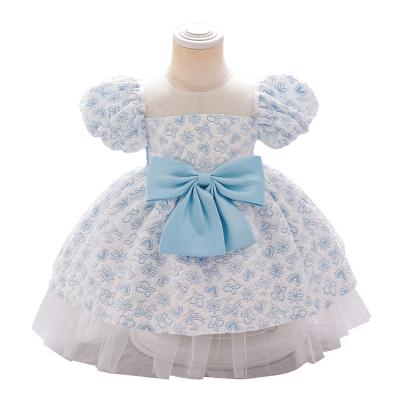 China Anti-wrinkle Amazon's new children's dress puffy Sleeve Princess dress Baby bow dress for sale