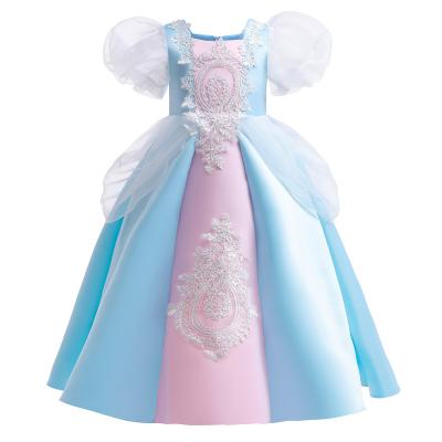 China Cotton blend Children's puffed sleeve retro court Princess wedding party long dress for sale