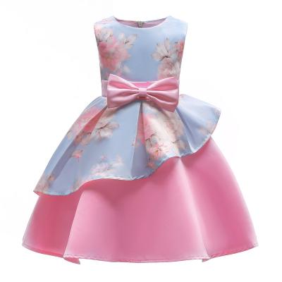 China Girls New style girl's printed princess skirt Pompadour dress vest long little girl dress wholesale for sale