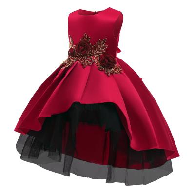 China Girls New vest Princess Red gauze flower children's dress Girl piano performance fishtail dress for sale