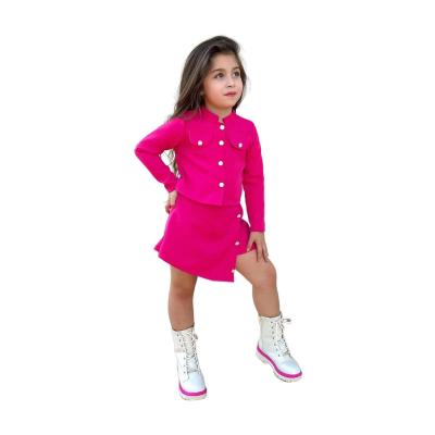 China Anti-wrinkle Amazon wind foreign trade children's wear 2023 new fashion casual long-sleeved coat irregular skirt suit for sale